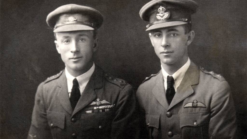 VALIANT AIRMEN: Ross Smith, left, was killed during a test fight at Byfleet, England, in 1922. His brother Keith, right, died in 1955, aged 64.