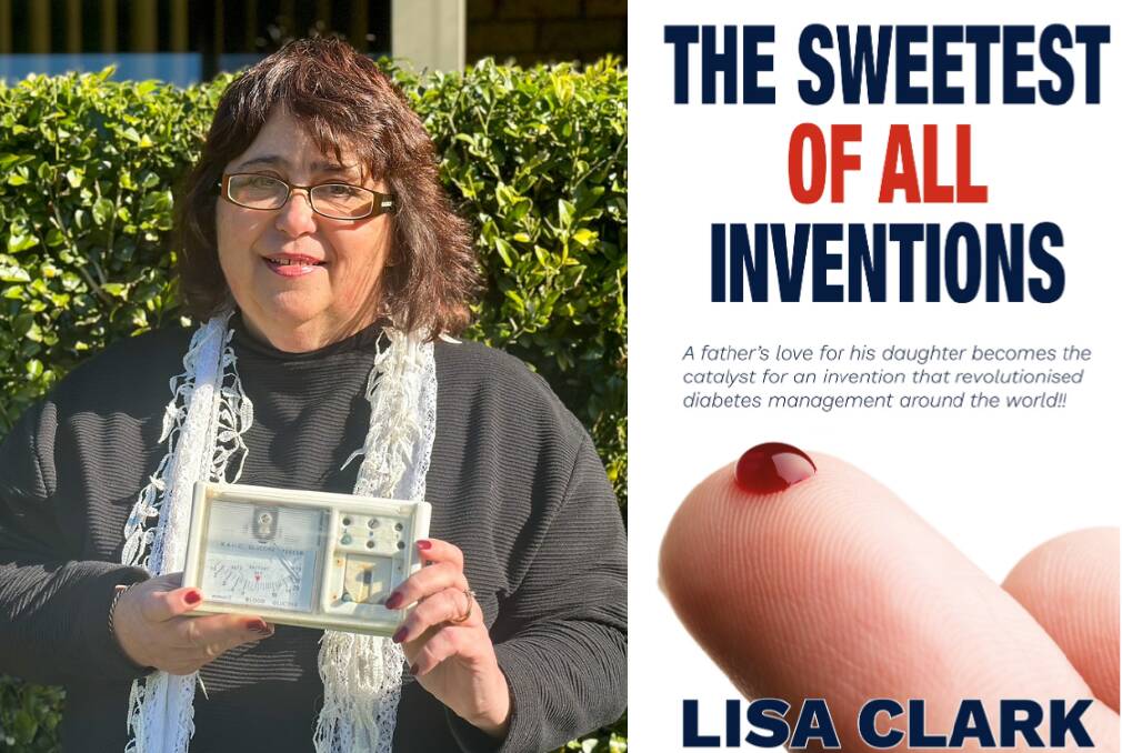 Lisa Clark with the life-changing blood glucose testing device devised by her father.