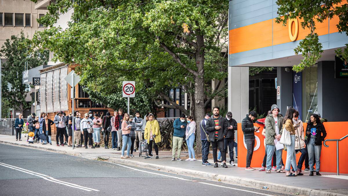 Queues at the Woden Centrelink. Picture: Karleen Minney