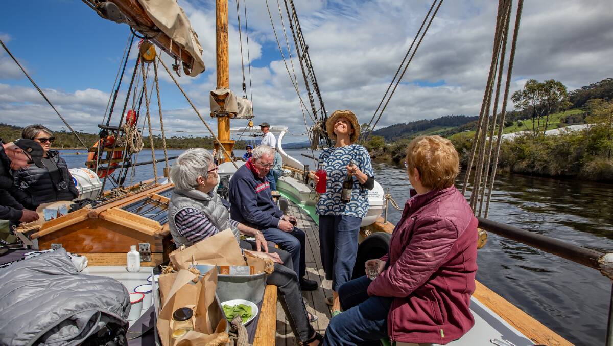 Pic caption: Cruise the Huon River while dining on Tassie's best fare.