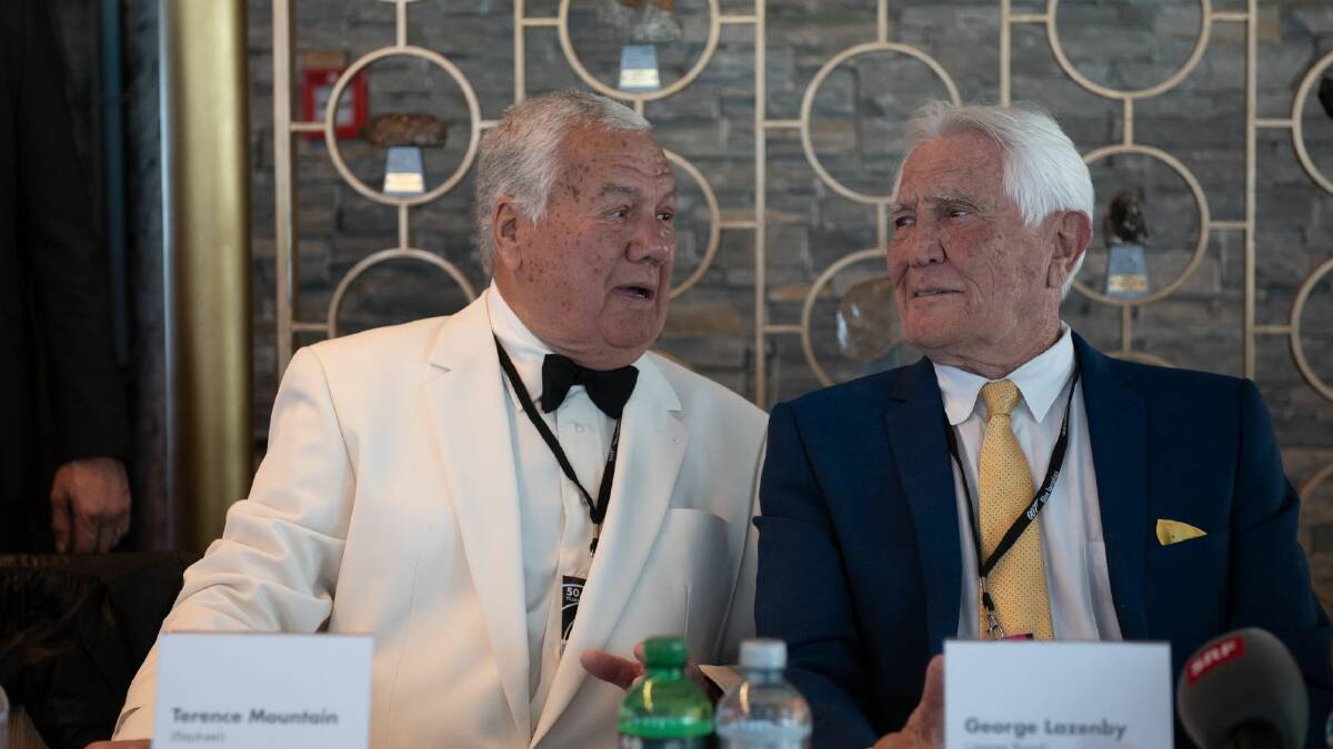 ENDURING BOND: Stars of the movie (L-R) Terence Mountain and George Lazenby