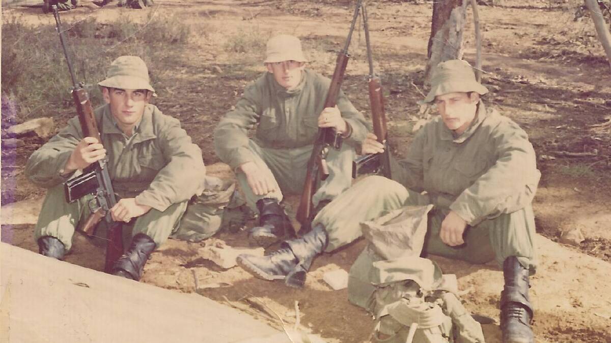 THEY SERVED TOO: Geoff Parkes, left. on a training exercise at Uranquinty, near Wagga Wagga, NSW, in 1971. 