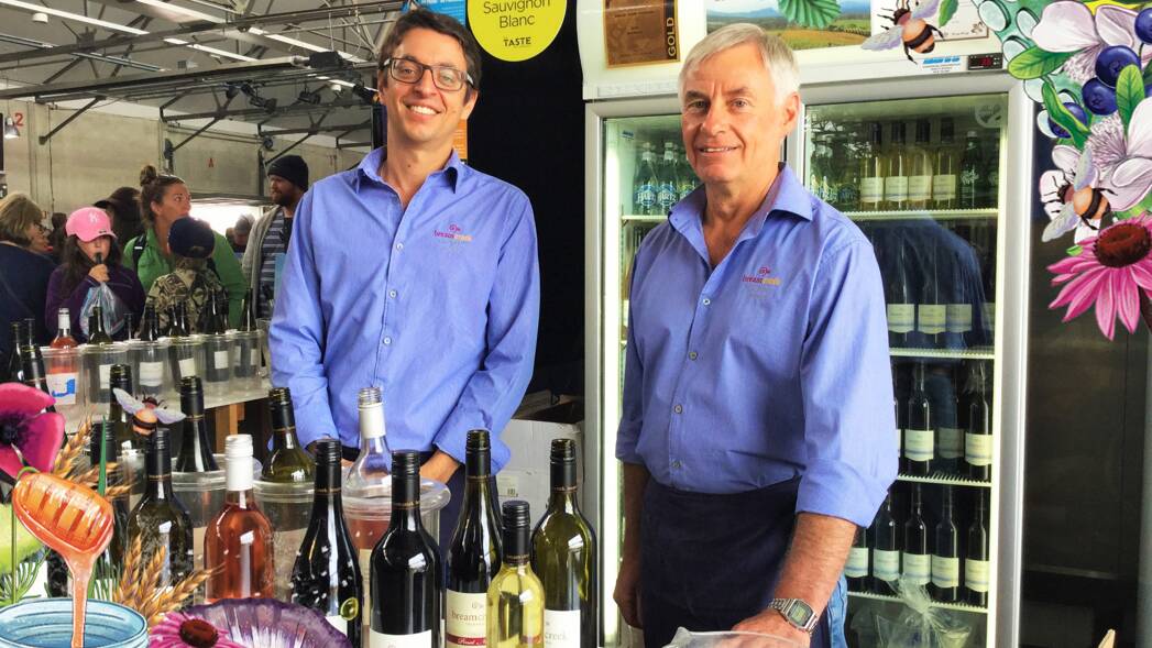 RETURN VISIT: Bream Creek Vineyard's 's Rafe Nottage and Fred Peacock at Taste Tasmania. This year marks the 31st time the Marion Bay winery has taken part.