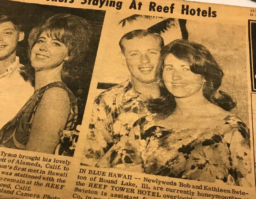 LASTING MEMORIES: Bob and Kathleen Swieton's memento of their 1967 Hawaiian honeymoon at Reef Tower Hotel in Waikiki.