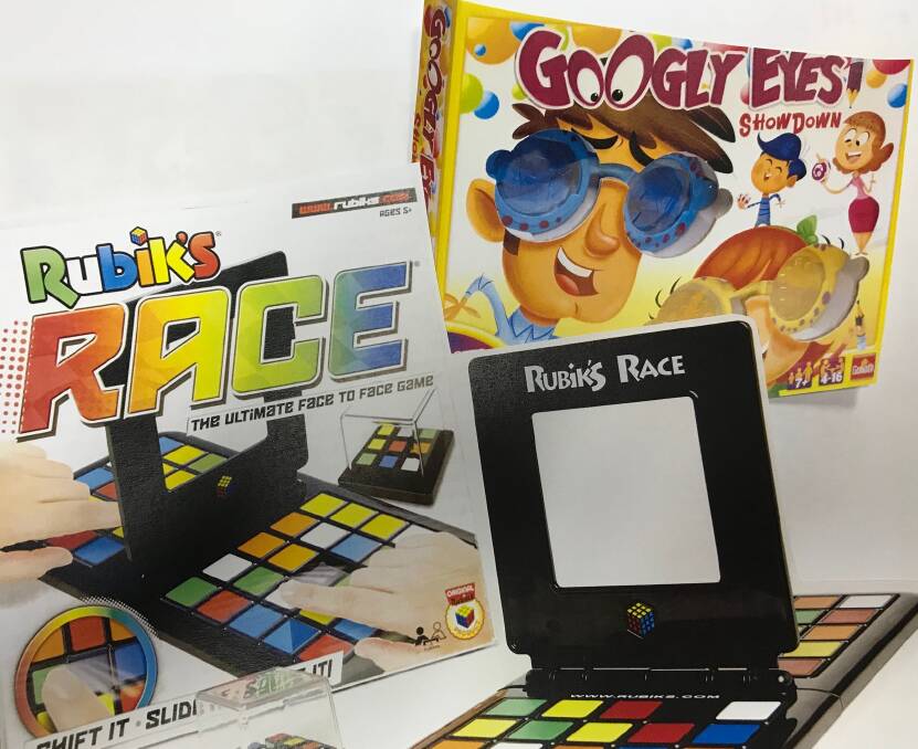 FUN AND GAMES: Rubiks Race, for ages 8+; Googly Eyes for players aged 7+.
