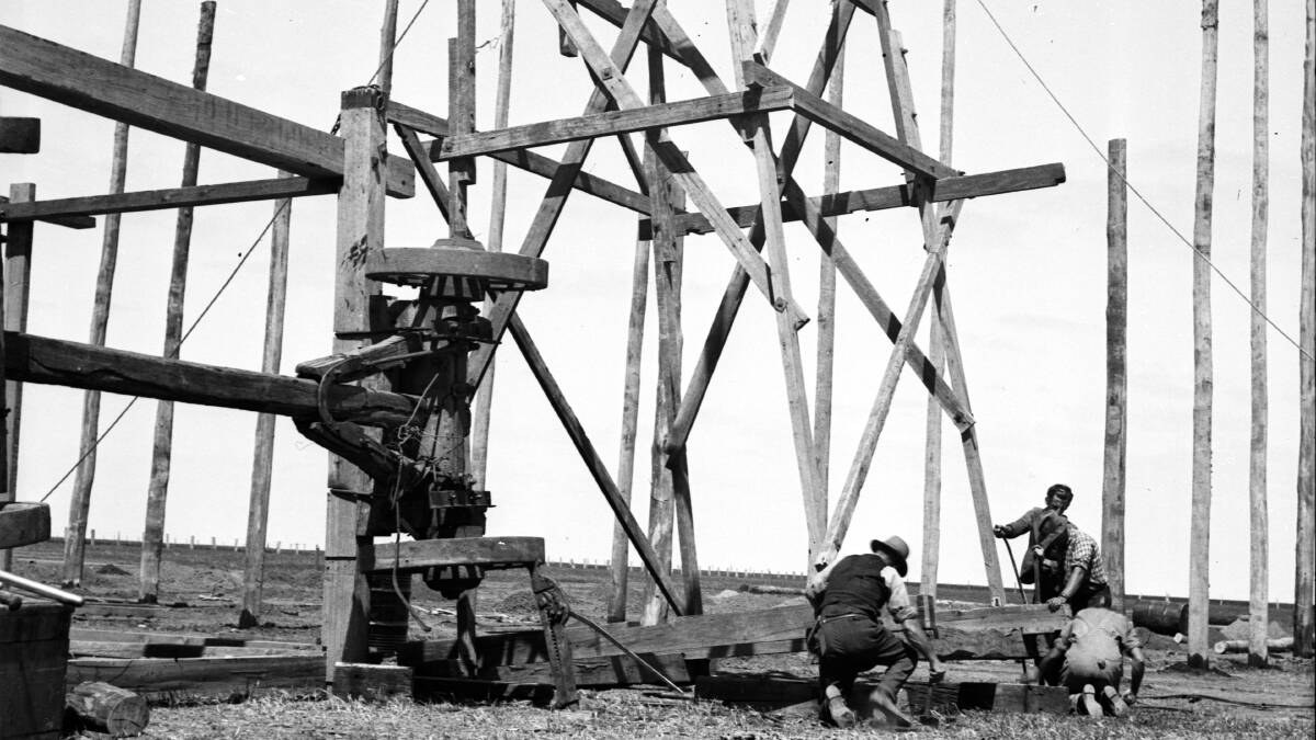 Erecting the Stick Shed back in 1941. Photo courtesy The Stick Shed.