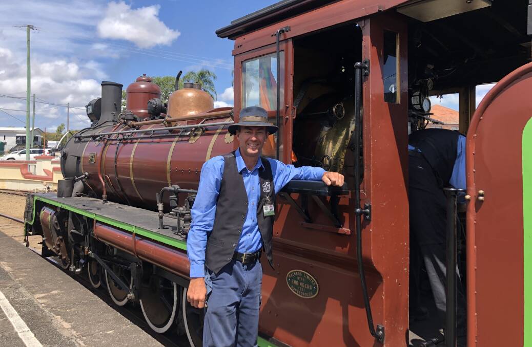 TOOT TOOT: Train driver Peter prepares to take up his seat on the Mary Valley Rattler, which runs between Gympie and the little town of Amamoor.