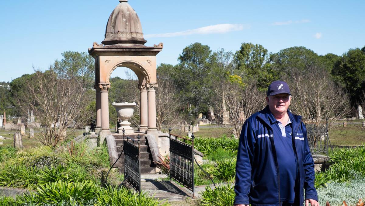 GRAVE CONCERN: Tour guide Mark Bundy in front of the Quong Sing Tong Temple which was built in 1877 in a classical European style so as "not to offend the nearby Presbyterian mourners".