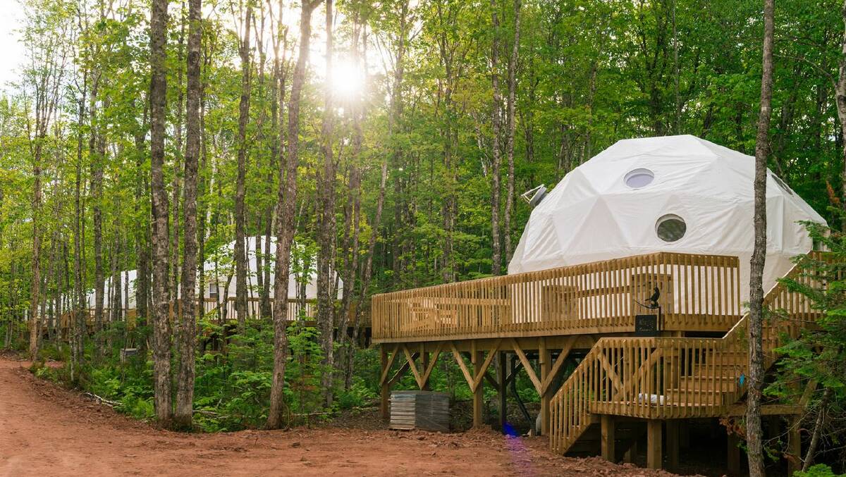 DOME SWEET DOME: Stay amongst nature in a treepod at Treetop Haven on Prince Edward Island. 
