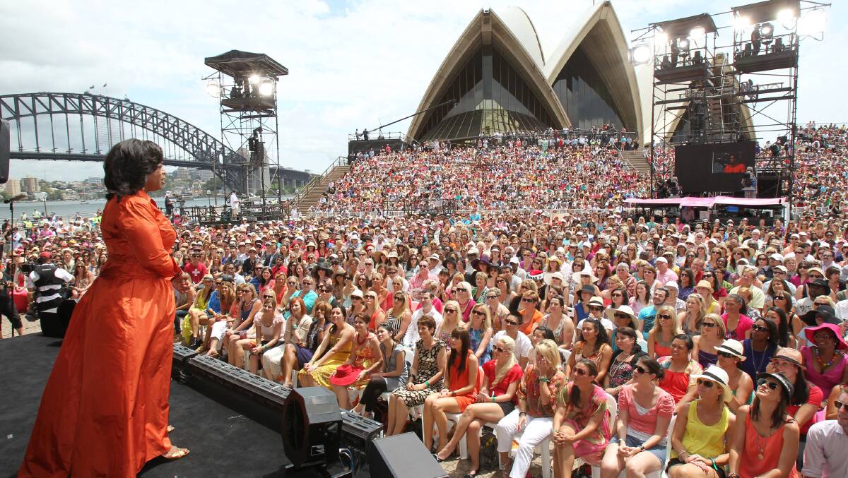  THROWBACK: Oprah Winfrey speaking at the Sydney Opera House in December 2010. Photo: George Burns.