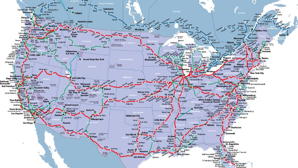 Amtrak System Map.