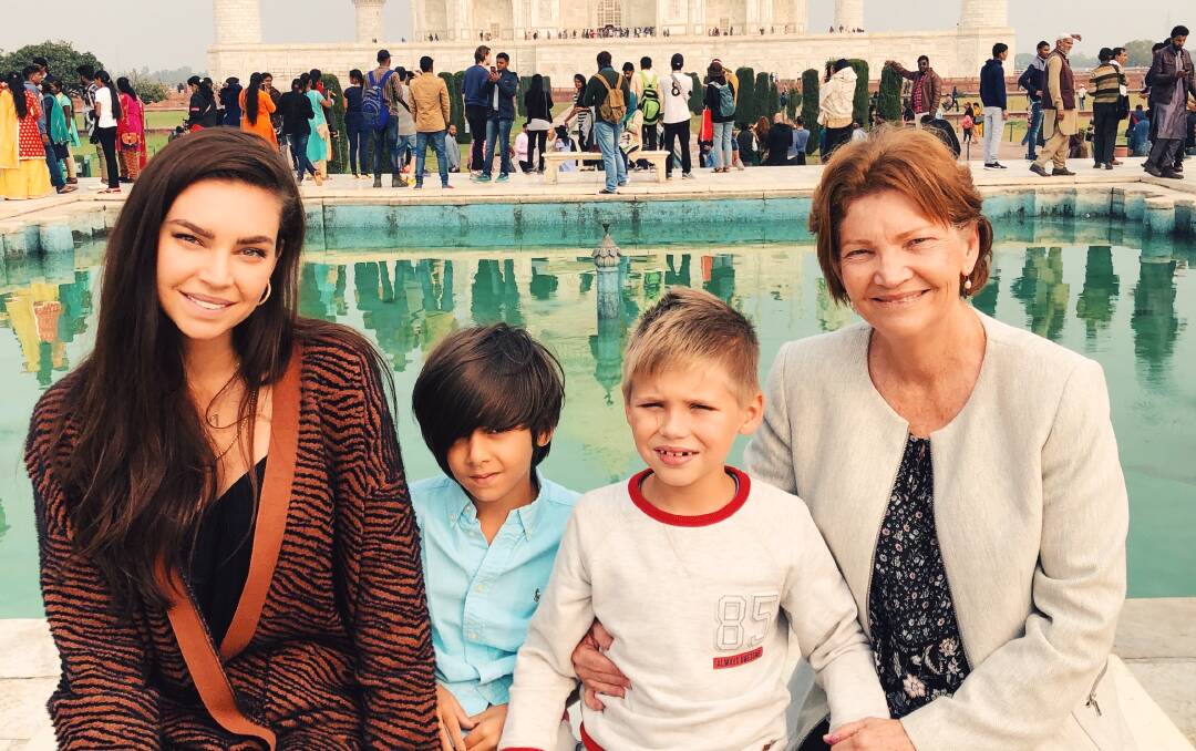 Sarah Todd and her mother Lorraine with their family in India.