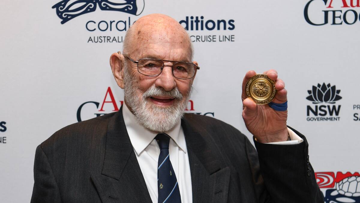 Royal honour: Syd was presented with the Australian Geographic Society's Lifetime of Adventure award in October in front of the Duke and Duchess of Sussex.