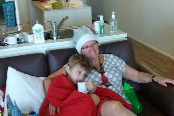 BRAVE: Louise O'Reilly and grandson James spent Christmas Day at accommodation owned by the Leukaemia Foundation in Brisbane. 