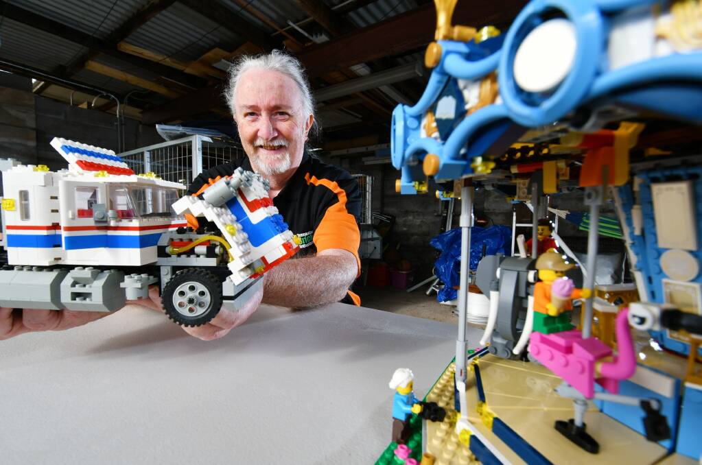 Brixhibitionist: Andrew Harris got his first LEGO kit eight years ago. His toy box is now the size of an entire room, and is comprised of billions of pieces. Picture: Brodie Weeding
