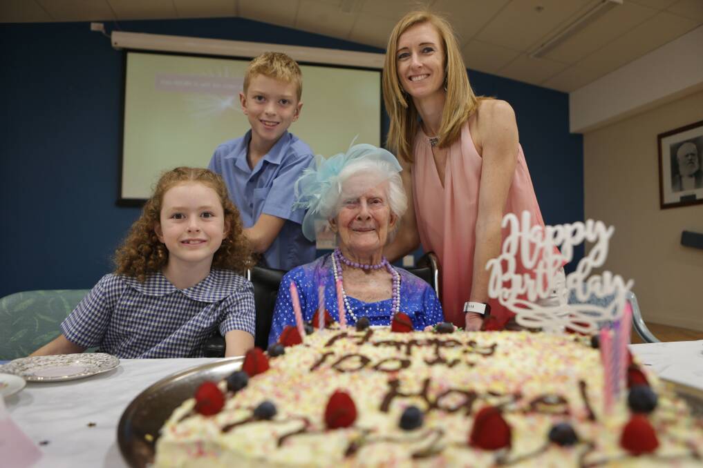 Through the generations: Hazel Gray with granddaughter Natasha and great grandchildren Zane and Isabella. Picture: John Veage