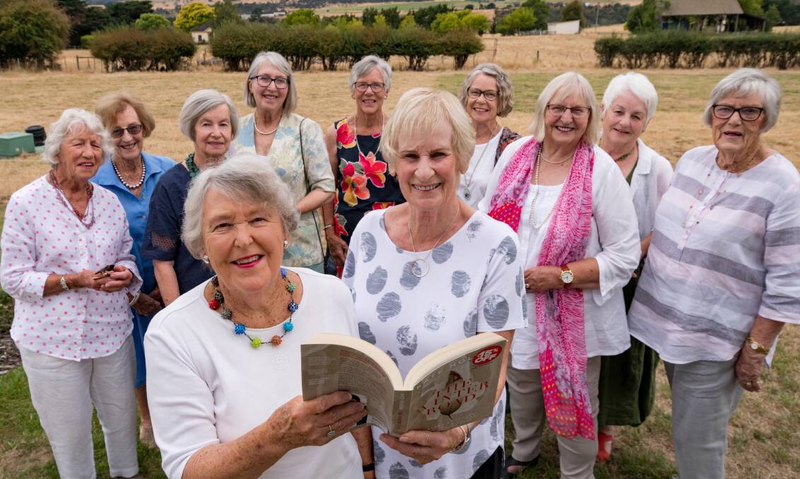 Toni Lord, Jean Welch, Kate Waining, Lesley Anderson, Pam Saville, Rosemary Dixon, Di Edwards, Sue Rolf, Mary Hutchinson, Trish McColl, Onie Ricketts still meet for their book club after 50 years. Photo: Phillip Biggs