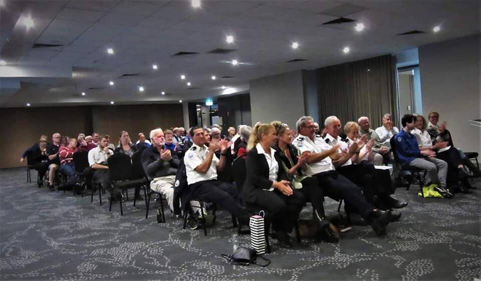 Members applause: Marine Rescue Port Macquarie members at the AGM. Photo: Supplied.
