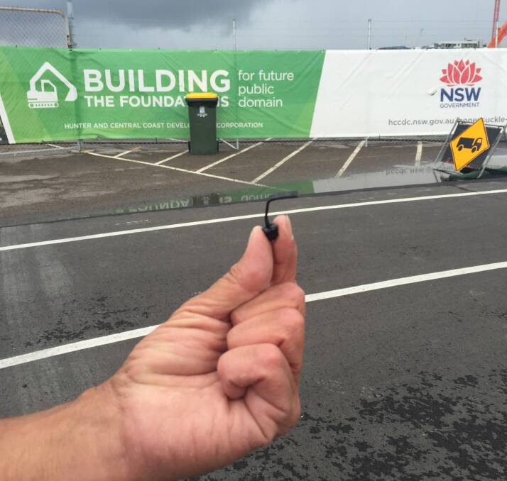 Another piece of a cable tie found near Honeysuckle Drive. Picture: Scott Bevan