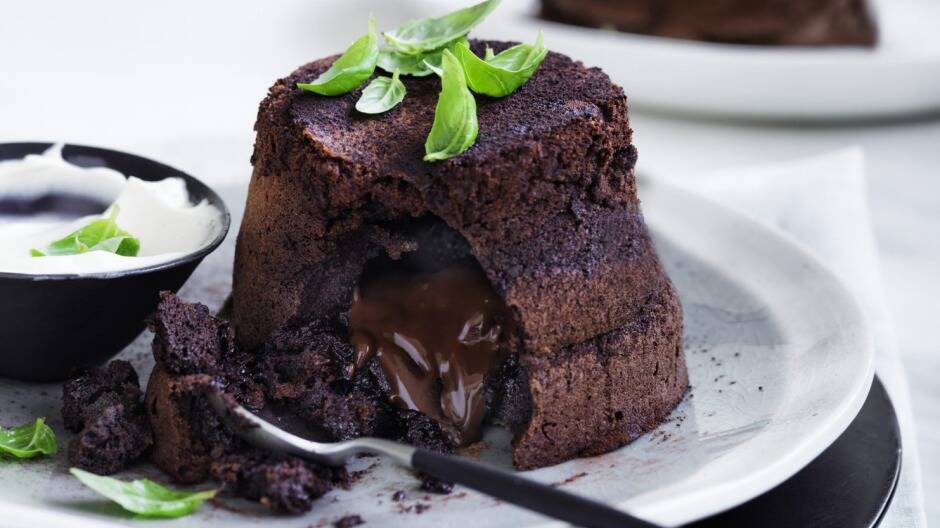 Get fresh with a new way of using basil (in chocolate puddings!) Photo: William Meppem. Food preparation: Breesa Swann. Styling: Hannah Meppem