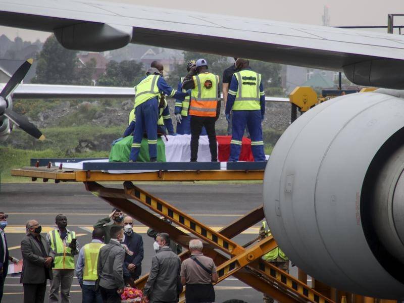 The coffins of Luca Attanasio and Vittorio Iacovacci were loaded onto a plane for repatriation.