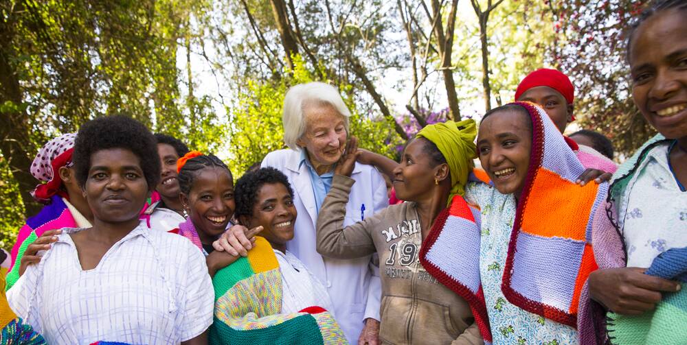 SECOND CHANCES IN THE THIRD WORLD – Dr Catherine Hamlin with patients in Ethiopia.  Photo: Joni Kabana