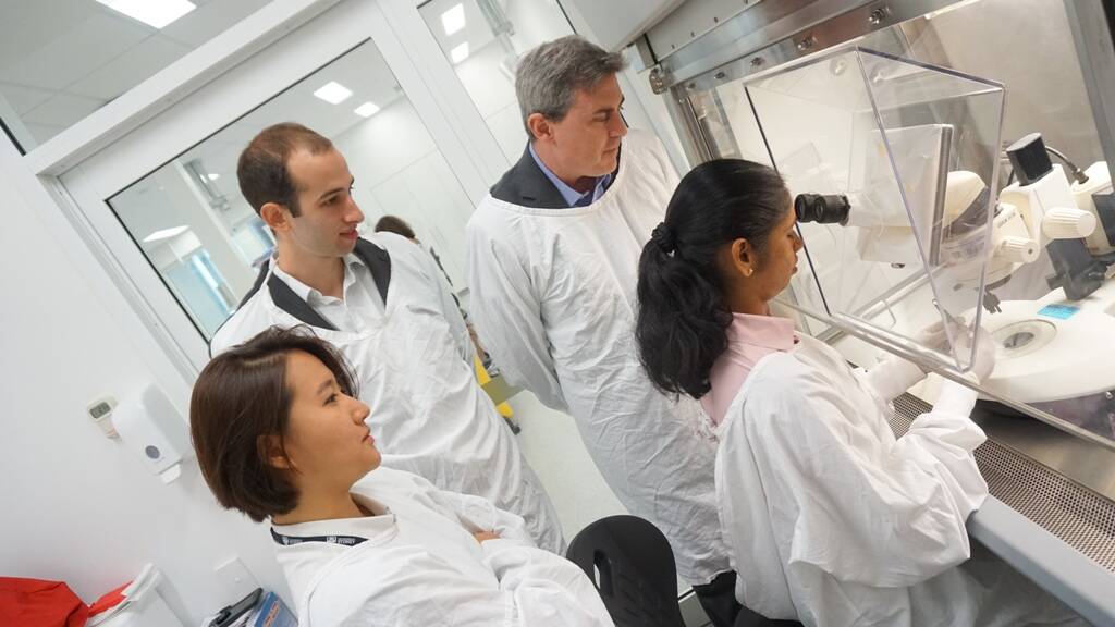 Dr Andrew White (back right) and his team from the Westmead Institute's Centre for Vision Research