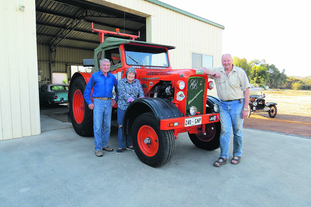 GOING AROUND AGAIN – Tail End Charlie II with driver Ron Bywaters, crew member Barbara Garnett and owner Dick Garnett. Tail End Charlie should enter SA at Bordertown on August 18. It will visit places including Keith, Coonalpyn, Goolwa, Noarlunga, Port Pirie, Tumby Bay and Smoky Bay before crossing into WA at Border Village.