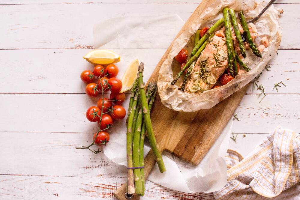 Try this delicious lemon baked salmon with asparagus.
