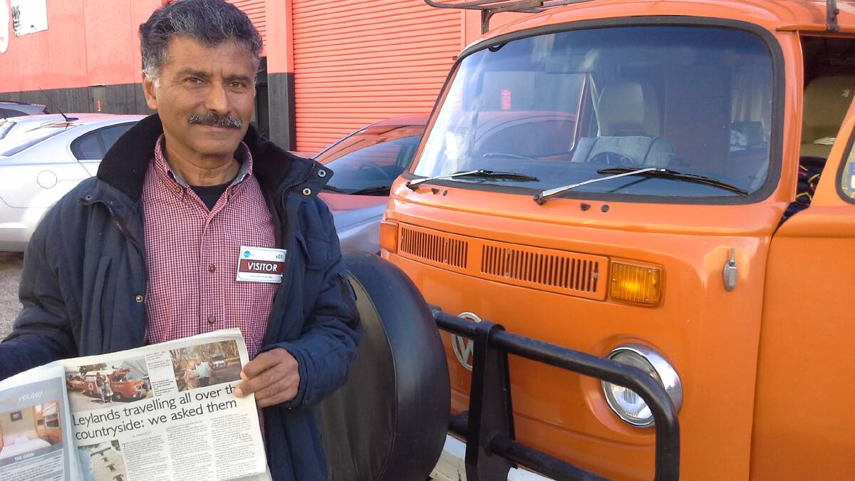 WELL  TRAVELLED – Ash Baweja with our story on Mal Leyland and, yes, that Kombi.  Photo: John Piggott.