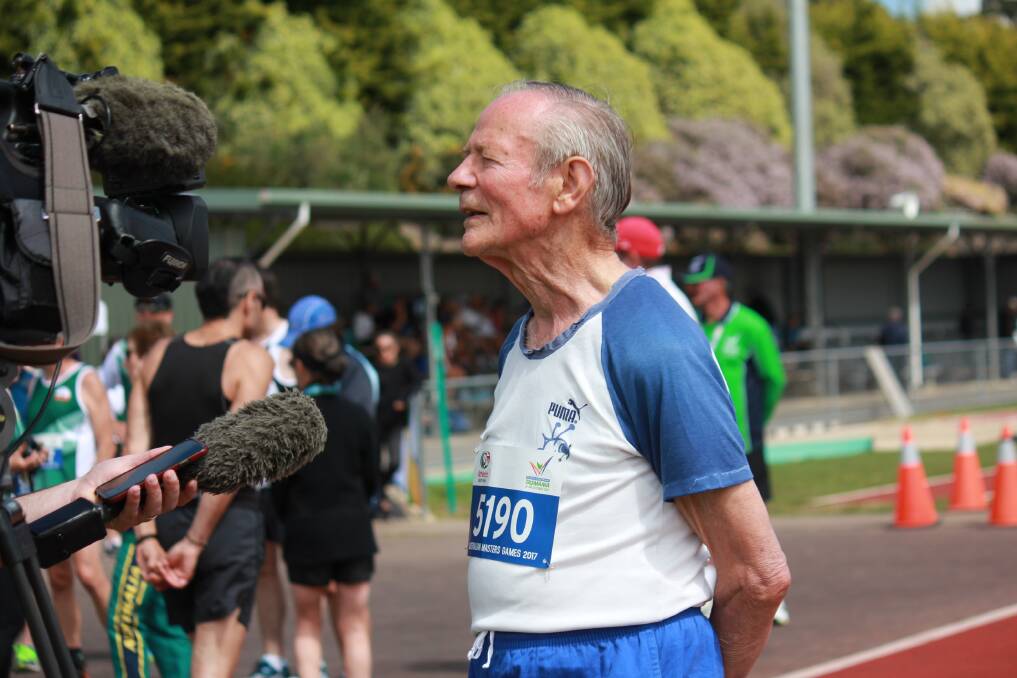 GOING FOR IT – Roger Churchward is interviewed at the 2017 Australian Masters Games in Tasmania.