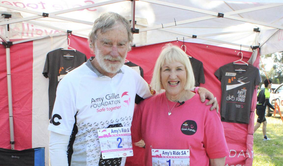SPREADING THE WORD – Amy Gillett’s parents Denis and Mary Safe at last year’s Amy’s Ride SA.