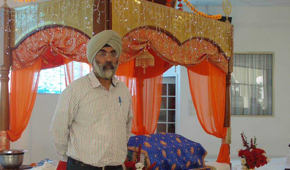 RICH HISTORY – Tarun Preet Singh inside the Sikh temple at Canning Vale.
