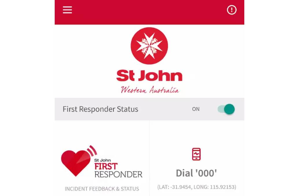 The new St John Ambulance Western Australia First Responder app.