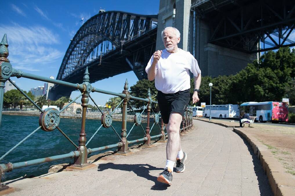 PACE MAKER - Ron Stuart, 85, in training for the Blackmore's Sydney Running Festival.