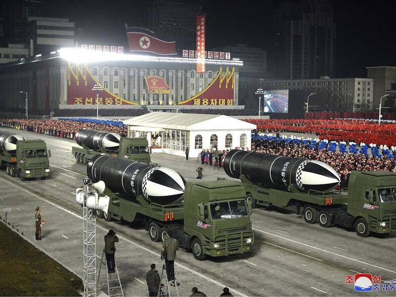 North Korea allegedly continued last year to display missile systems at military parades.