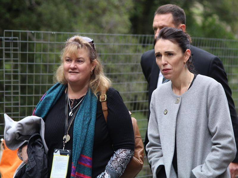 Joanne Ufer and Jacinda Ardern attended the gathering at the mine's entrance on May 3.