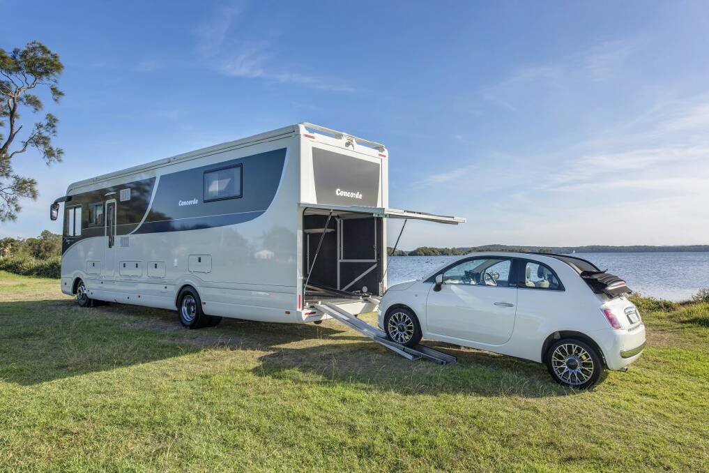 This motorhome comes with its own garage.