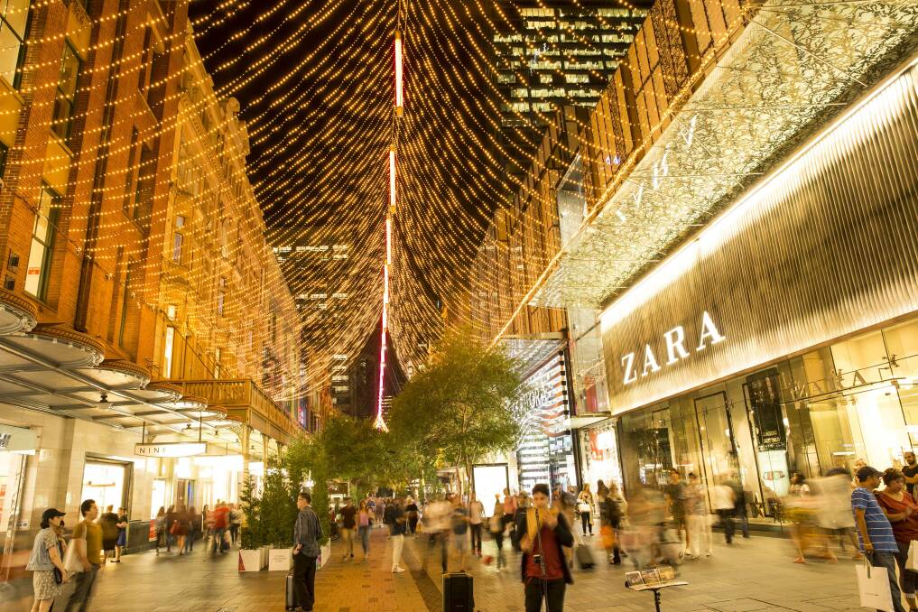 LIGHT SHOW - The Pitt Street Mall lights, Sydney. Photo by Damian Shaw/City of Sydney.