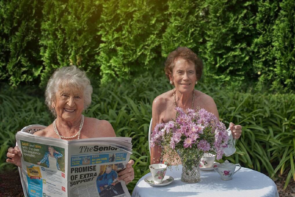 SAUCY SENIORS – Calendar Girls Sheila Brine (left) and Christine Robert enjoy a cuppa while they catch up with the latest news in The Senior.