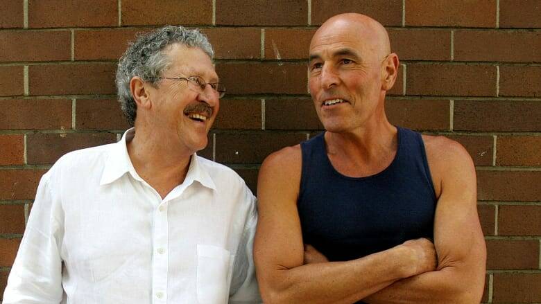 Australian comedians and creators of the 70's television program The Aunty Jack Show Rory O'Donoghue (right) and Graham Bond.  Photo: TRACEY NEARMY