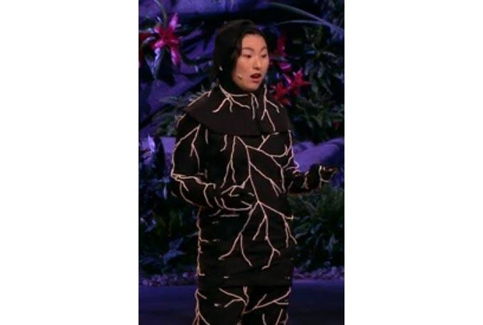 Jae Rhim Lee models an infinity suit.