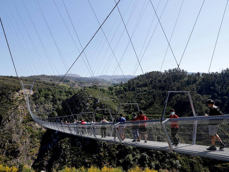 The 516 Arouca bridge is secured by steel cables arranged 175 metres above the Paiva riverbed.