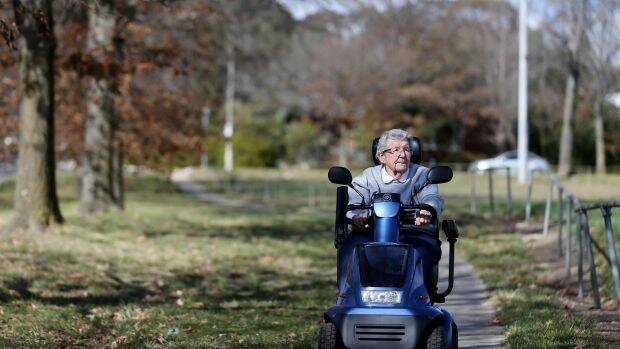Mobility scooter user Barbara Lund says her scooter gives her much-needed independence. Photo: Alex Ellinghausen