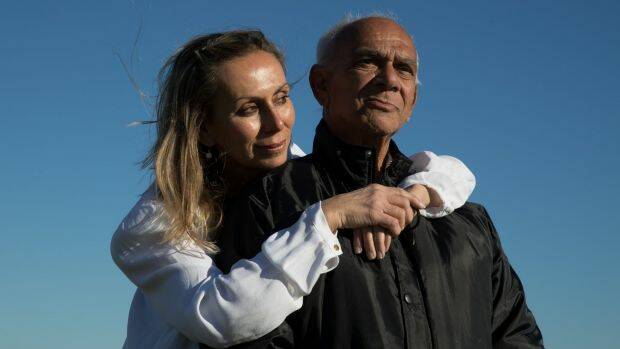 Claude Timbery with his daughter, Alison Timbery in La Perouse, Sydney. Claude is participating in the Koori Growing Old Well Study, into the effect of childhood trauma on increasing the likelihood of dementia. Alison is a research assistant on the project by Neuroscience Reearch Australia.  Photo: Janie Barrett