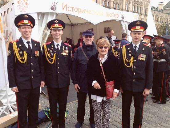 ALL PRESENT AND CORRECT – Archie Fraser and his wife Jennifer in Moscow before boarding the Trans Siberian Express.
