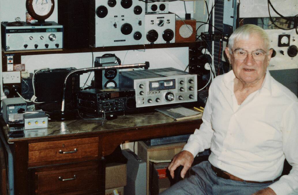 RADIO PAPA – A younger D'arcy Hancock with his amateur radio equipment.