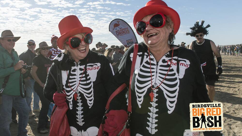 "Thelma and Louise" party-goers at the Big Red Bash.