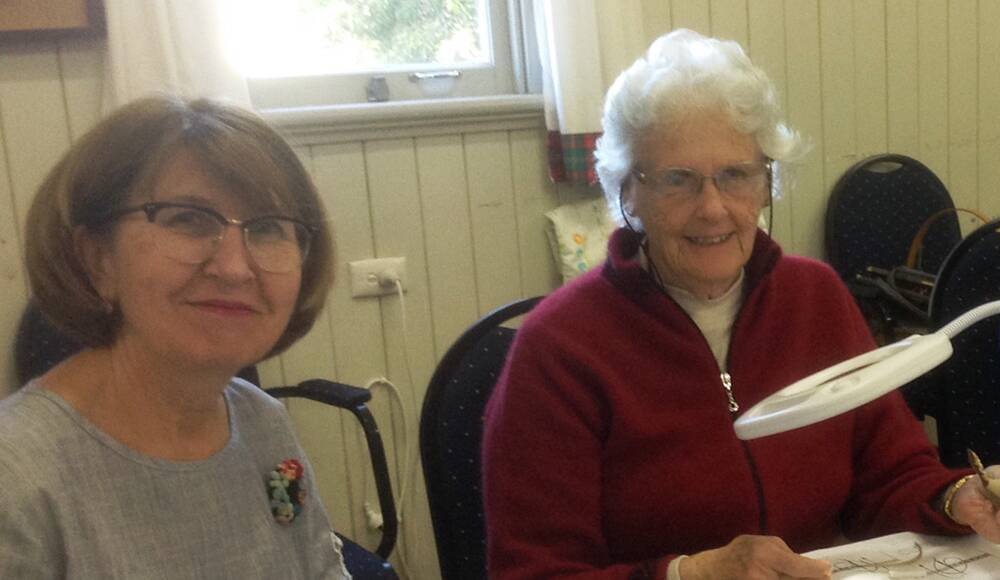 SEW THERE - Toowoomba Embroiderers Guild members Cheryl Kealy and Fay Graham at a recent workshop.