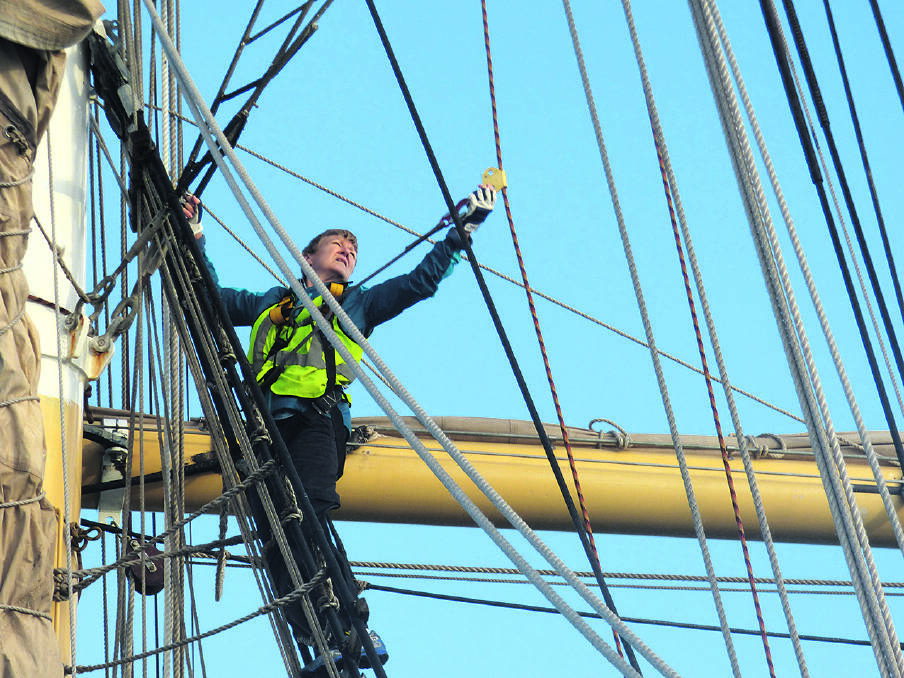 GETTING HER SEA LEGS – Intrepid grandmother Glenesse Dyson conquers her fears aboard STS Leeuwin.